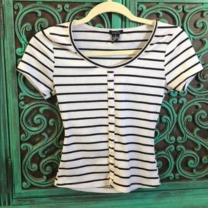 White with black stripes top